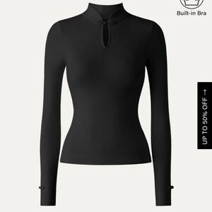 OGL Move Mandarin Collar Frog Button Brami Top Black XS